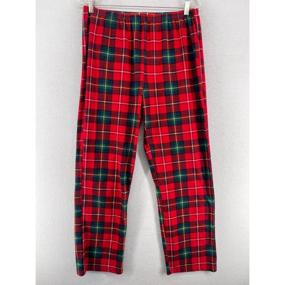 LAUREN RALPH LAUREN Pajamas Womens M Fleece Plaid Tartan Button Up Pants Red - Picture 9 of 16